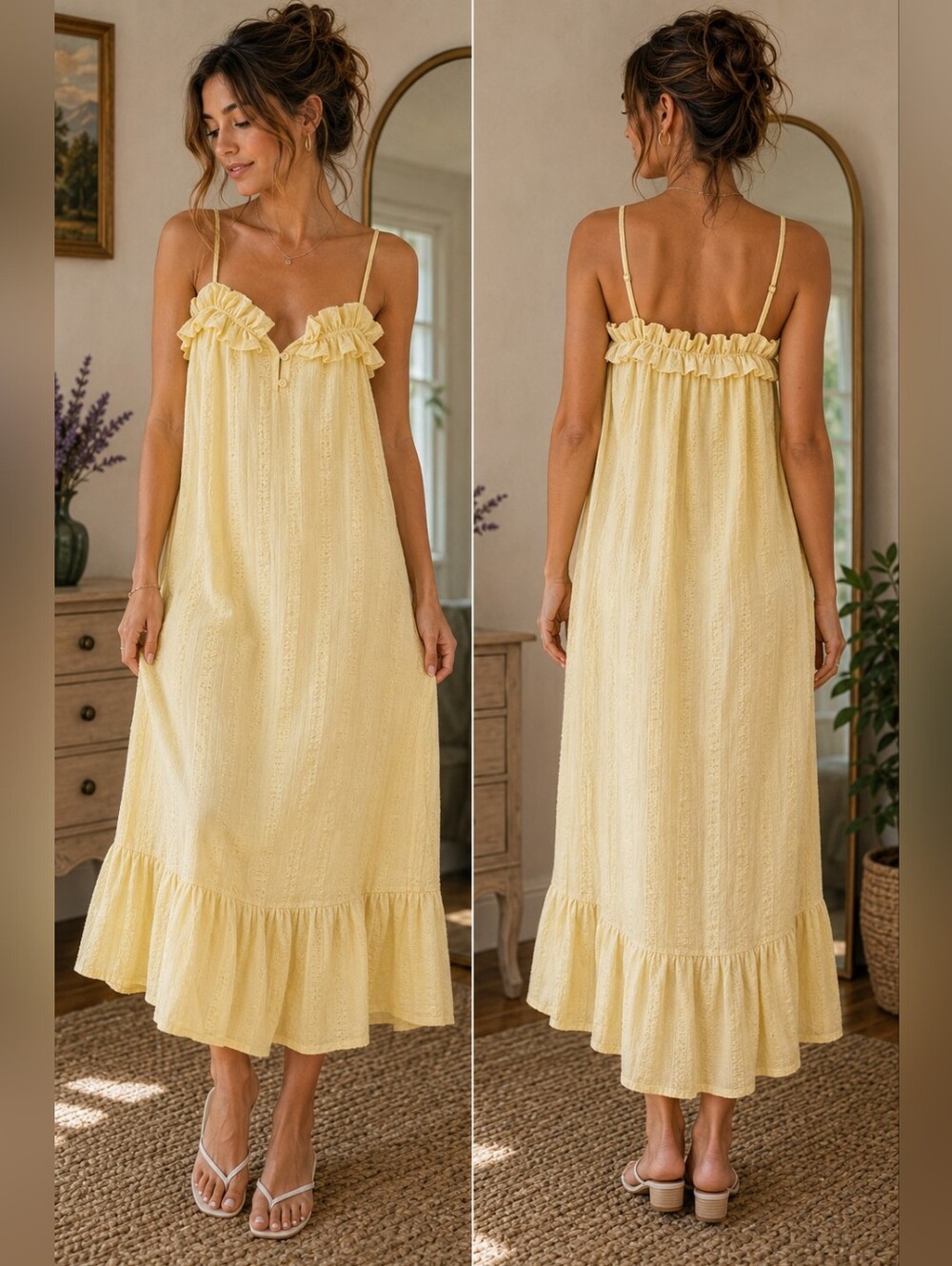 Tularosa Butter Yellow Ruffle Maxi Dress XXS